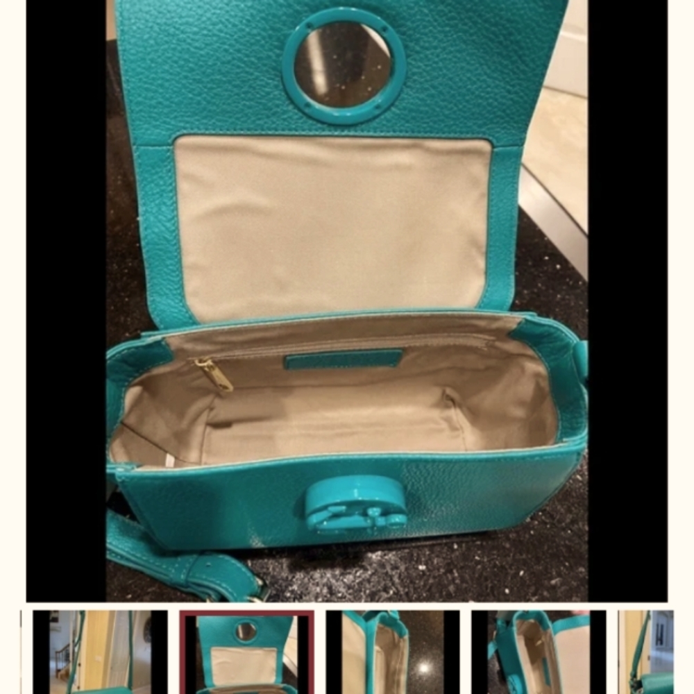 Brandnew Talbots Anchor locking turquoise green leather shoulder bag
